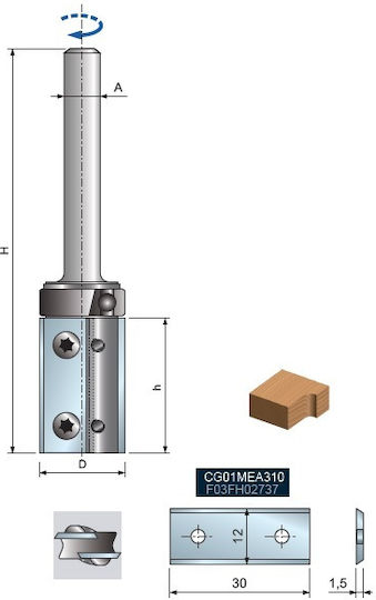 Edge Straightening Cutter Replaceable Inserts Upper Guide Bearing Dim 19