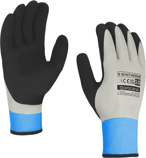 Gestrickte Polyester Sicherheitshandschuhe Isolierung Doppel Latex Sand Grip Procera X-wintherm