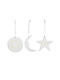 Trevoly By Raeder Set of 3 Porcelain Christmas Tree Ornaments Sun Moon Star