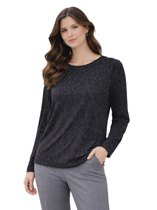 Damen Bluse Polka Dot Black