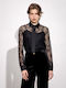 Langärmelig Damen Hemd Black