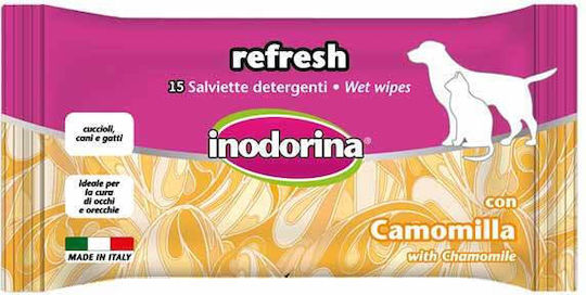 Inodorina 15 Dog and Cat Wipes for Ear Cleansing with Chamomile Alcohol Free