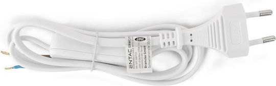 Entac Rewireable Netzkabel 2g0.75 Schalter On Off Weiß 1m