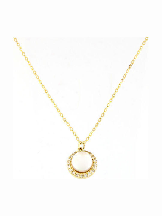 Ios Necklace Rosette from Gold 14K with Pearls & Zircon