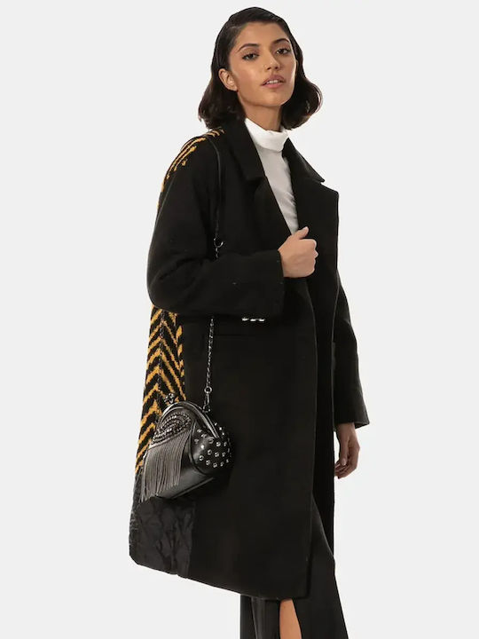 Παλτό Oversized Σχέδιο Στην Πλάτη Μέγεθος One Size Μαύρο