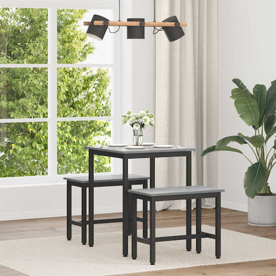 vidaXL Sonoma Dining Table Wooden with Metal Frame 60x60x75cm