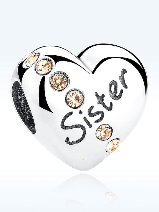 Daskalakis Charm with Stones from Pink Gold Plated Silver with Pink Zircon
