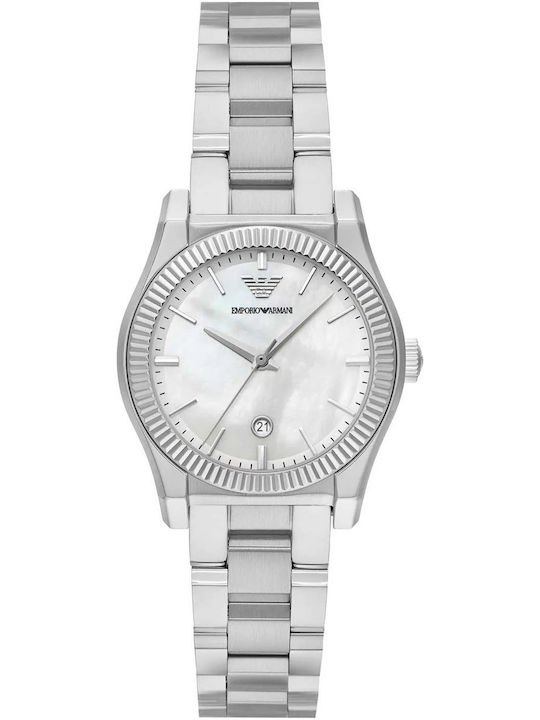Emporio Armani Γυναικείο Ρολόι Μπαταρίας με Ασημί Μεταλλικό Μπρασελέ