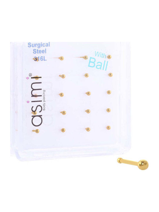 Asimi Body Piercing Мънисто Обеца За Нос От Позлатена Стомана