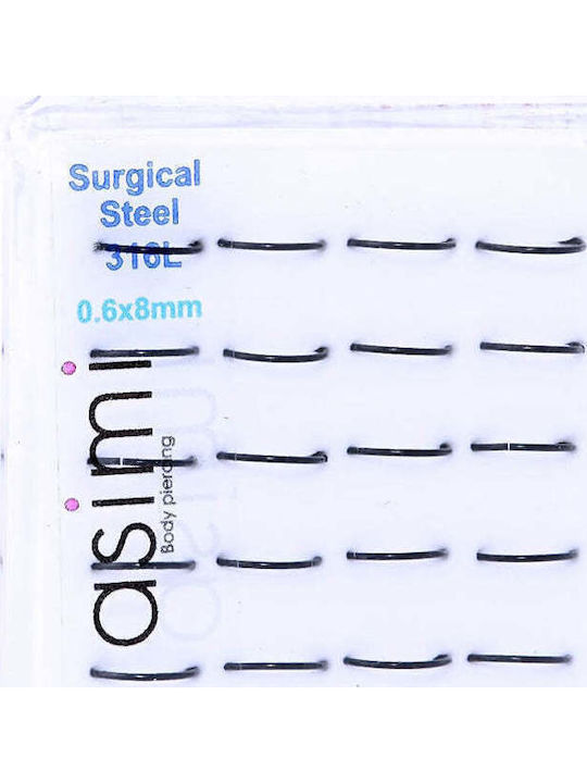 Asimi Body Piercing Cercel Piercing Nas din Oțel 8mm Negru