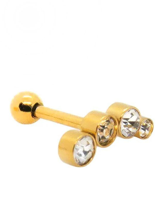 Piercing.gr Σκουλαρίκια από Ατσάλι Επιχρυσωμένα με Πέτρες