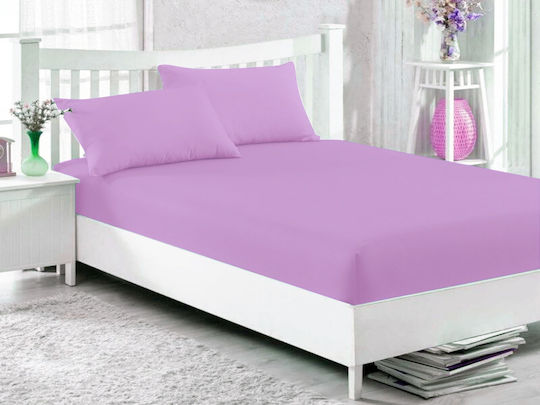 Sheet for Single Bed with Elastic 100x200cm. Light Violet