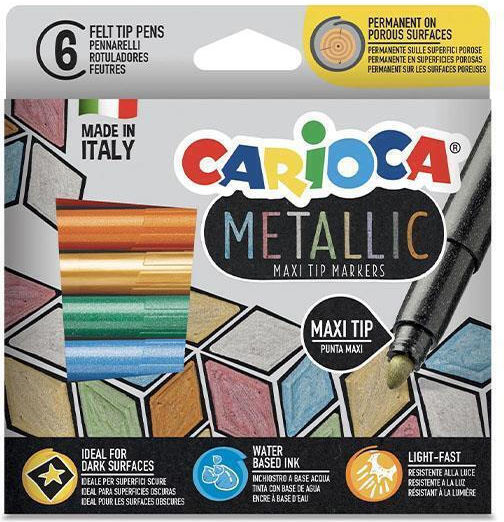 Carioca Metallic Μαρκαδόροι Ζωγραφικής Χονδροί Σετ 6 χρώματα (6 Συσκευασίες)