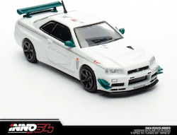 Macheta Auto Nissan Skyline Gt-r R34 V-spec Tuned By Mine`s Alb 1:64 Inno64