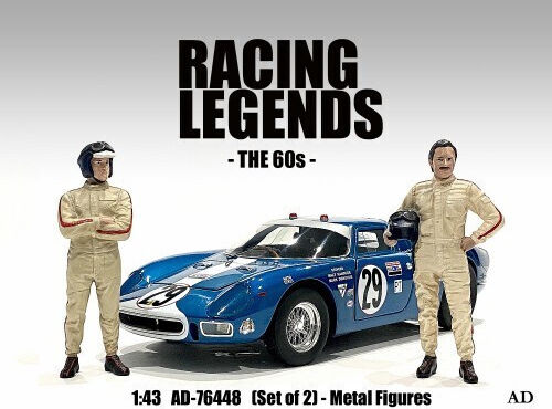 Set 2 Figurine Racing Legends 60's 1:43 American Diorama