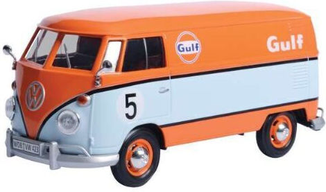 Machetă Auto Volkswagen Type 2 T1 Delivery Van #5 Gulf Portocaliu Scara 1:24 Motormax