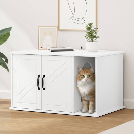 vidaxl Katzenbett Weiß 85 x 55 x 50 cm Bearbeitetes Holz