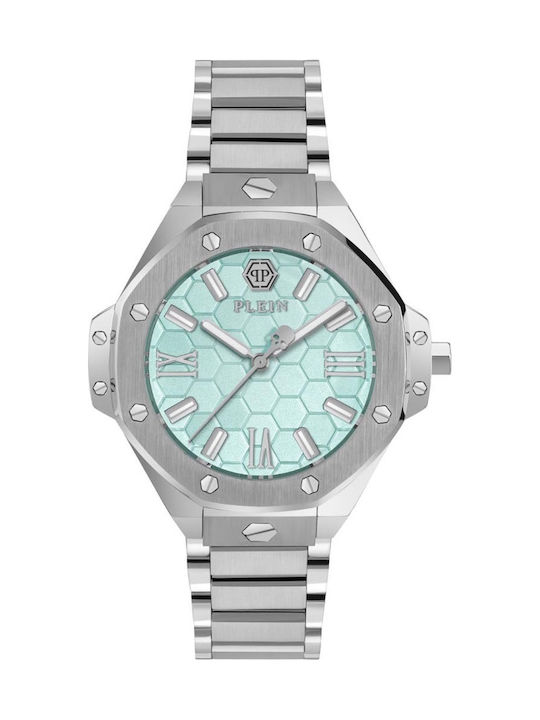 Philipp Plein Lady Damen Uhr mit Silber Metalla...