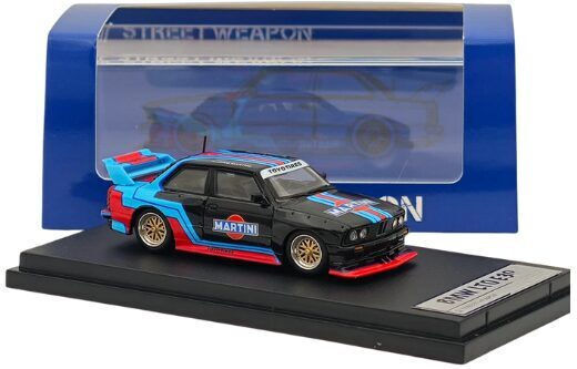 Macheta Auto Bmw E30 Martini Negru 1:64 Street Weapon