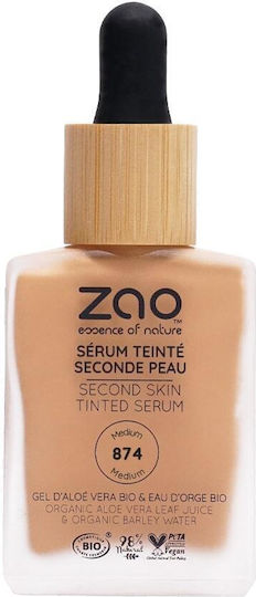 Zao Organic Makeup Tinted Soothing Moisturizing Serum for Face Detoxifying and Brightening Shade 874 30ml