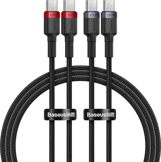 Baseus USB 2.0 Cable USB-C male - USB-C 100W PD Μαύρο 1m P10318306003-00 2τμχ