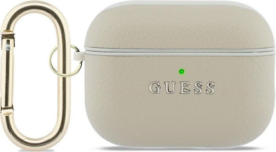 Guess Hülle Kunststoff mit Haken in Gold Farbe für Apple AirPods Pro 3