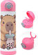 Koupakoupa Capybara Bubble Tea Kids Water Bottle Capybara Stainless Steel with Straw Pink 500ml