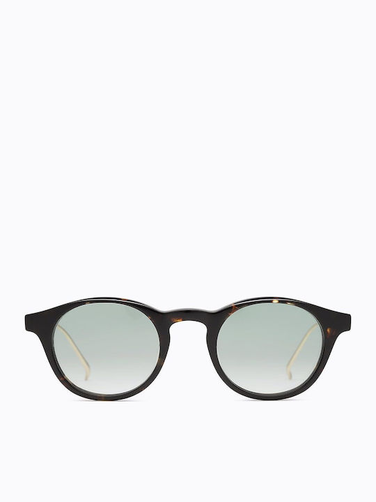 Carolina Lemke Unisex Sunglasses with Brown Tartaruga Plastic Frame and Green Gradient Lens 501111