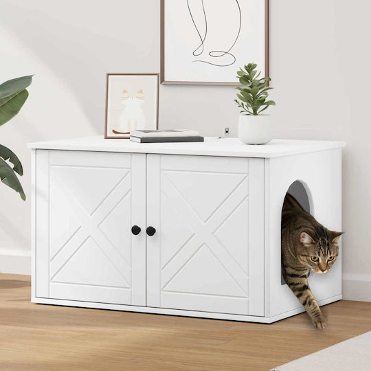 Vidaxl Cat House White 85 x 55 x 50.5 cm Processed Wood