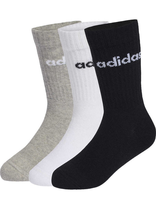 adidas Șosete pentru Copii Crew White, Medium Grey Heather 3 Perechi