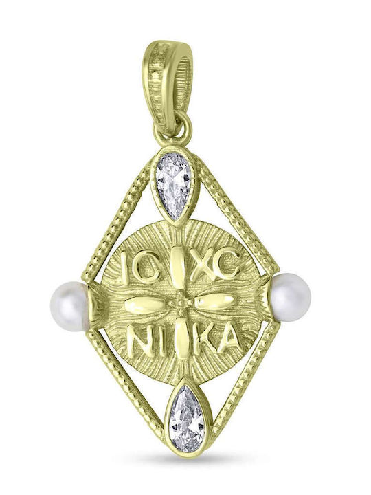 CHrysolithos Charm Talisman Constantin cu Pietre din Aur 9K KR3079