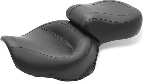 Mustang Double Driver Passenger Motorcycle Seat Honda 00-08 Vt1100 Sabre 97-08 Spirit 87-97 Shadow 95-01 Ace Mustang 1-piece 2-up Wide Touring Vintage Seat Plain Black