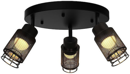 V-TAC Τριπλό LED Θερμό Λευκό Σποτ σε Μαύρο Χρώμα