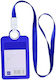Card Holder Double-sided Transparent Id Badge Card Holder Plastic Vertical Double Sided Name Card Badge Holder Lanyard School Business Office Blue
