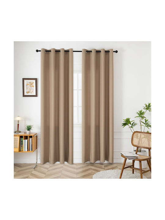 Beauty Home Κουρτίνα με Τρουκς Μπεζ 140x270εκ.