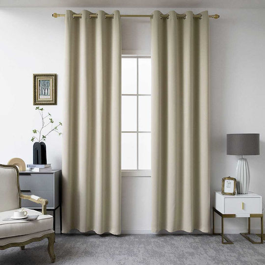Beauty Home Κουρτίνα Συσκότισης με Τρουκς Μπεζ 140x270εκ.