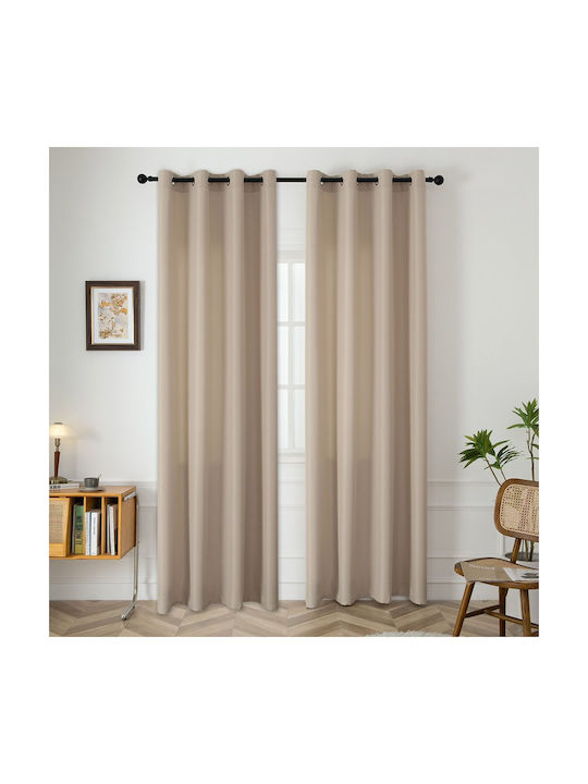 Beauty Home Κουρτίνα με Τρουκς Μπεζ 140x270εκ.