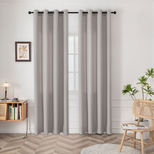 Beauty Home Κουρτίνα με Τρουκς Γκρι 140x270εκ.