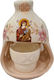 Clay Vigil Oil Lamp Nativity Two-Tone White Beige Height 16cm Width 13cm