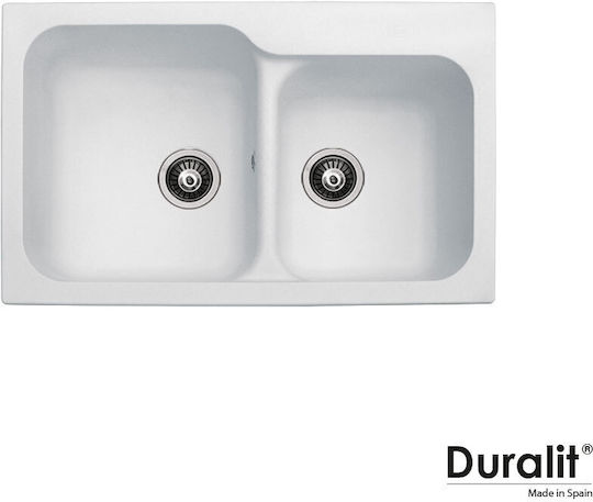 Duralit Drop-In Chiuvetă din Granit Sintetic L83xW50cm Alb