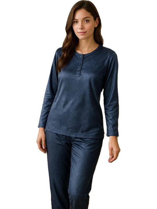 Caress Winter Damen Pyjama-Set Blue