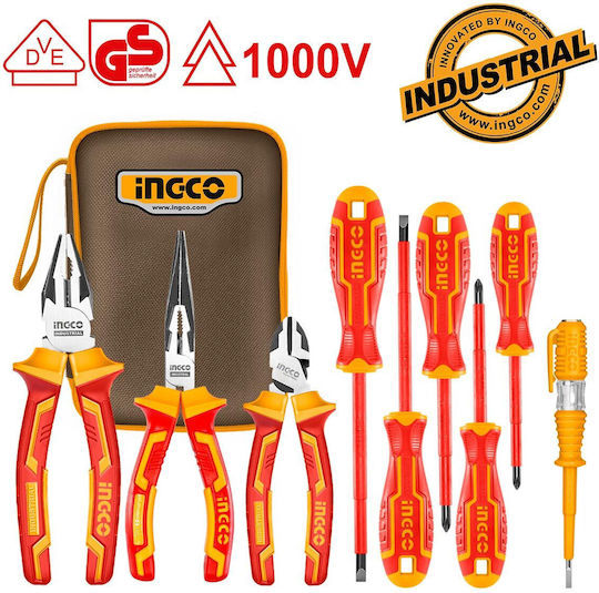 Ingco Caseta cu 9 Set de scule de electrician