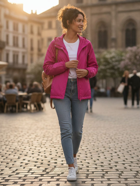 B&C Jacke Winddicht Magenta Pink