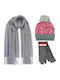 Set with Beanie Knitted in Gray color
