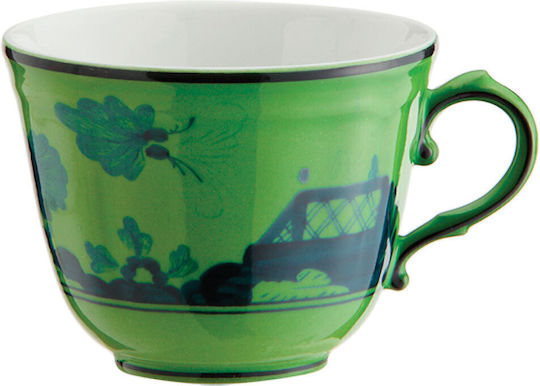 Ginori 1735 Porcelain Set Two Espresso Cups Saucers Oriente Italiano Malachite