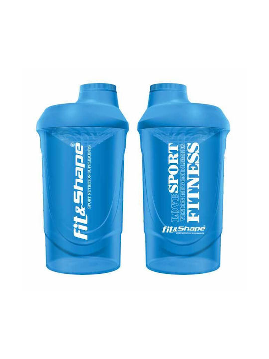 Fit Plastic Protein Shaker 600ml Blue