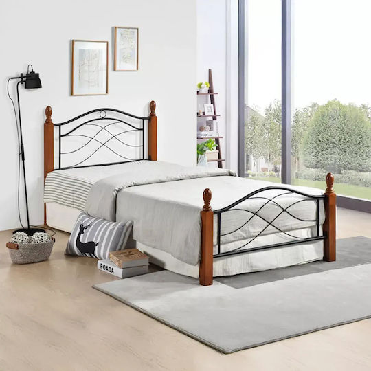 Polanian Doppelbett Metallisch Karydi-Schwarz Für Matratze 150x200cm
