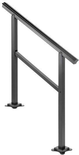 Balustrade 2-3 Steps Aluminum Matte Black Height 89.5 Cm Length 91 Cm Adjustable Positions