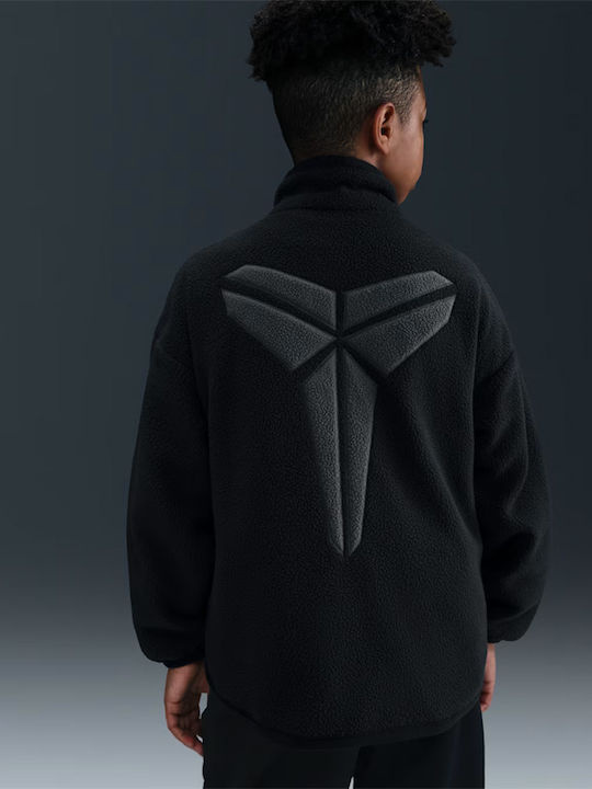 Athletic Kids Cardigan Fleece Black Kobe Winterized