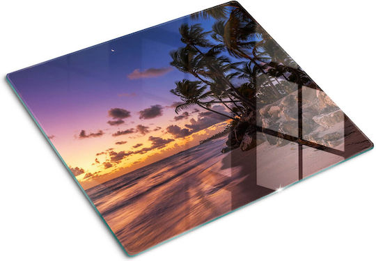 Glass Kitchen Board High Strength Tempered Glass Beach Sun 60x52 Cm